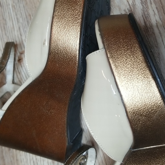 Brighton Flame Leather Open Toe Wedge Heel Sandals - Picture 14 of 16